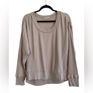 Talulah Neutral Cotton Oversized Waffle Knit Pullover